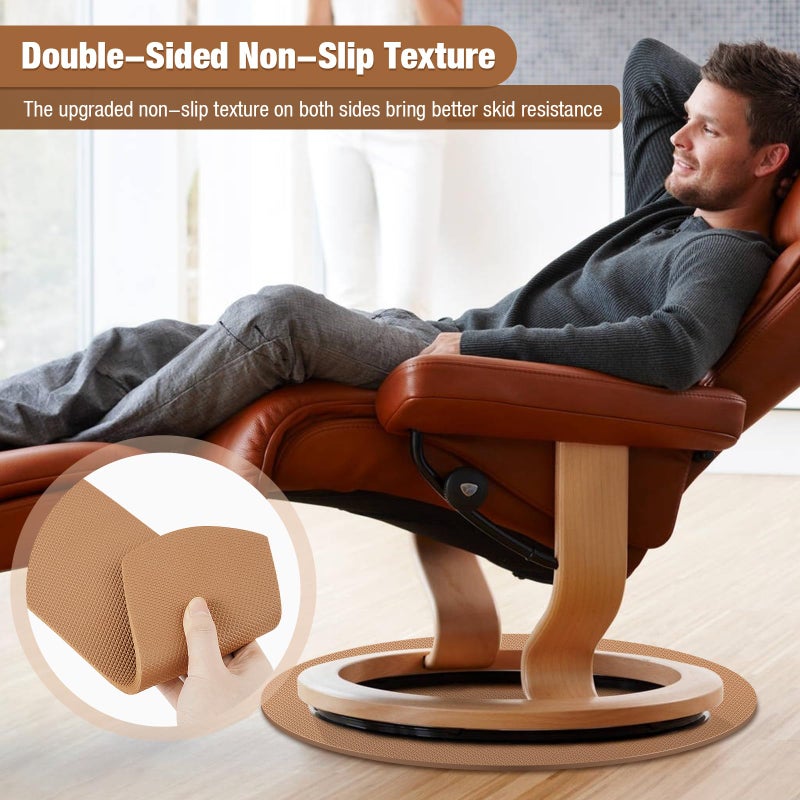 3 BUZZLETT Round Recliner Non Slip Double-Sided Rubber Furniture Pad - Round Floor Rubber Mat for Recliners Protects Hardwood & Tile Floors from Scratches  Coffee - Image 2